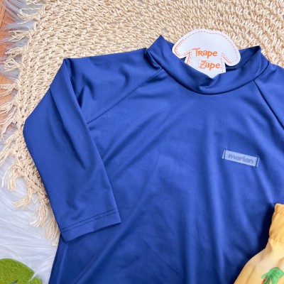 Linha Praia - Blusa com Proteção UV50+ e Bermuda Dinos - Marinho